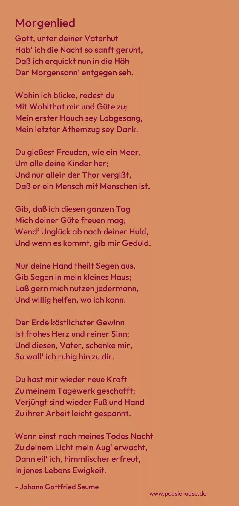 Gedicht: Morgenlied von Johann Gottfried Seume