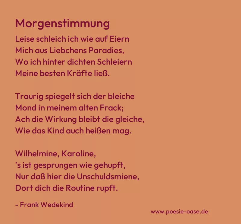 Gedicht: Morgenstimmung von Frank Wedekind