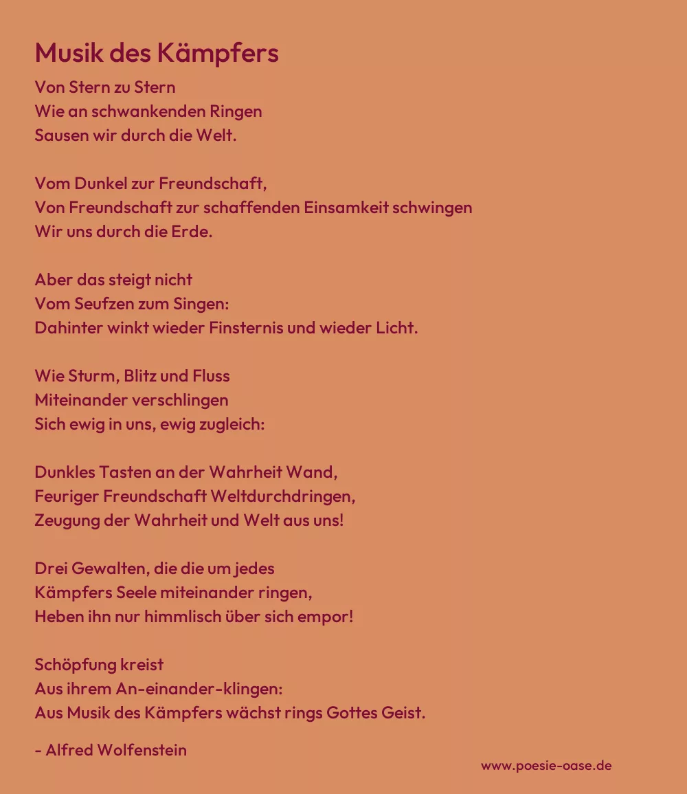 Gedicht: Musik des Kämpfers von Alfred Wolfenstein