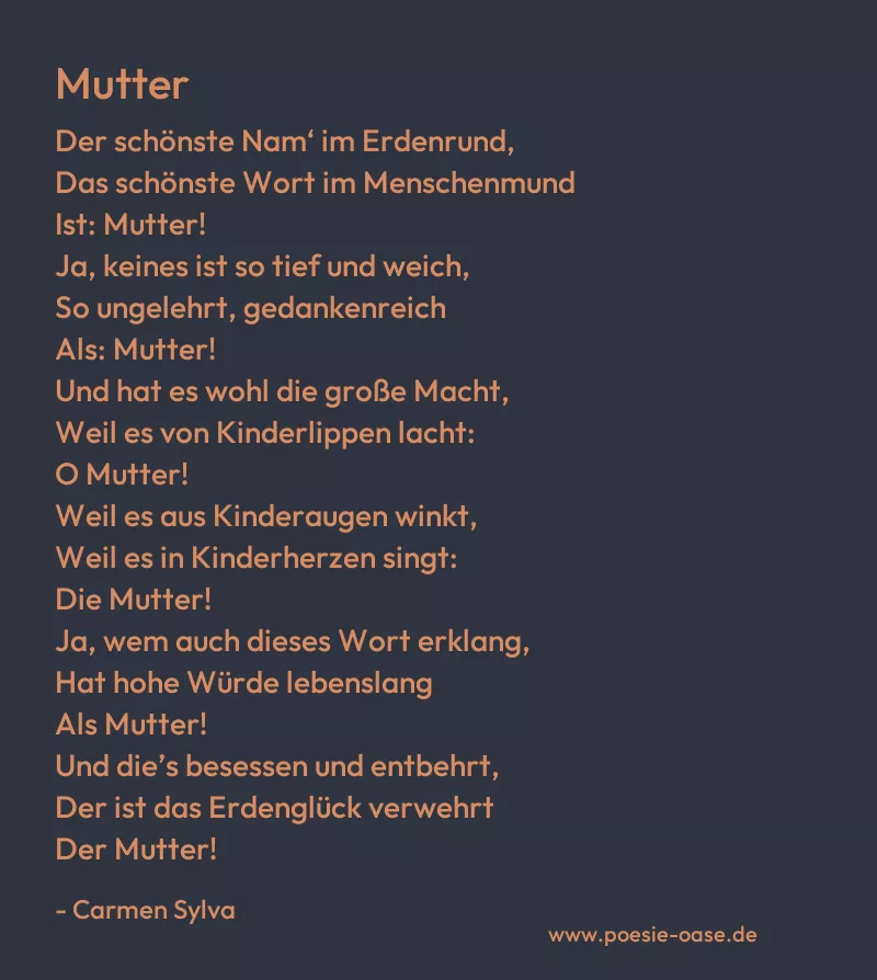 Gedicht: Mutter von Carmen Sylva