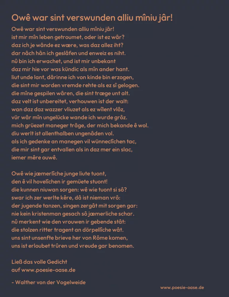 Owê war sint verswunden alliu mîniu jâr!