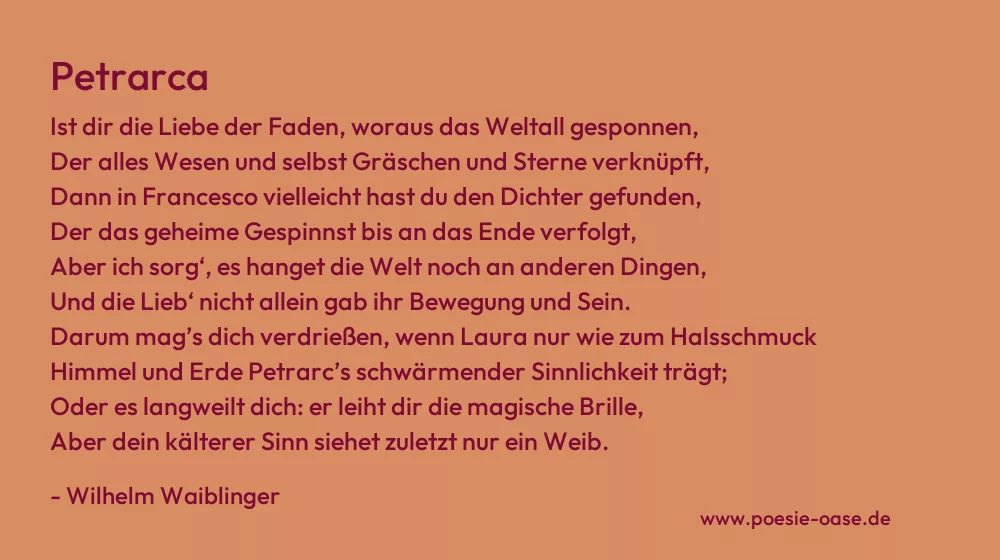 Gedicht: Petrarca von Wilhelm Waiblinger