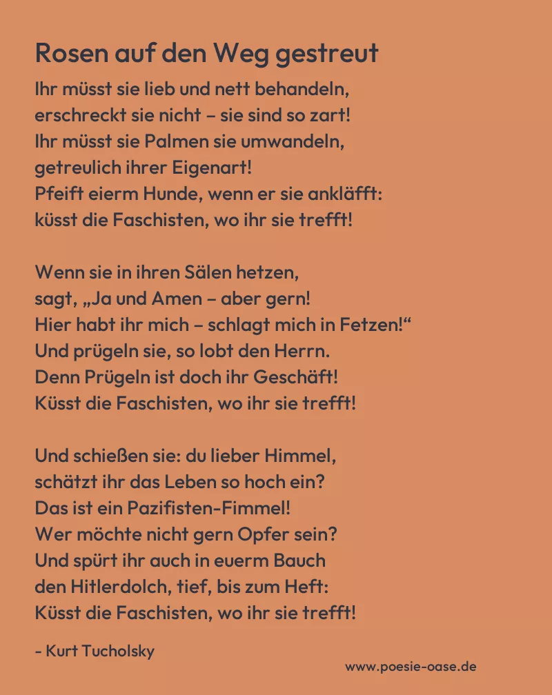 Gedicht: Rosen auf den Weg gestreut von Kurt Tucholsky