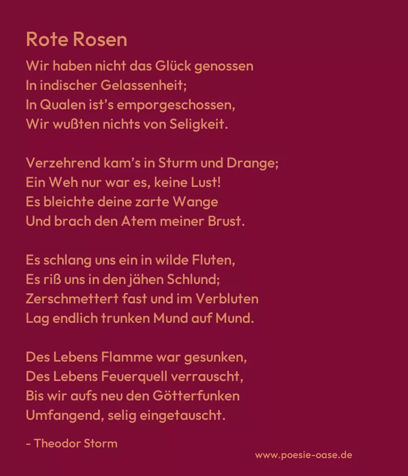 Gedicht: Rote Rosen von Theodor Storm