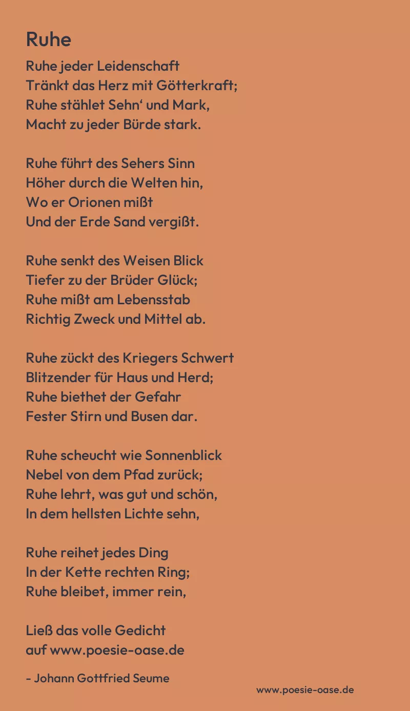 Gedicht: Ruhe von Johann Gottfried Seume