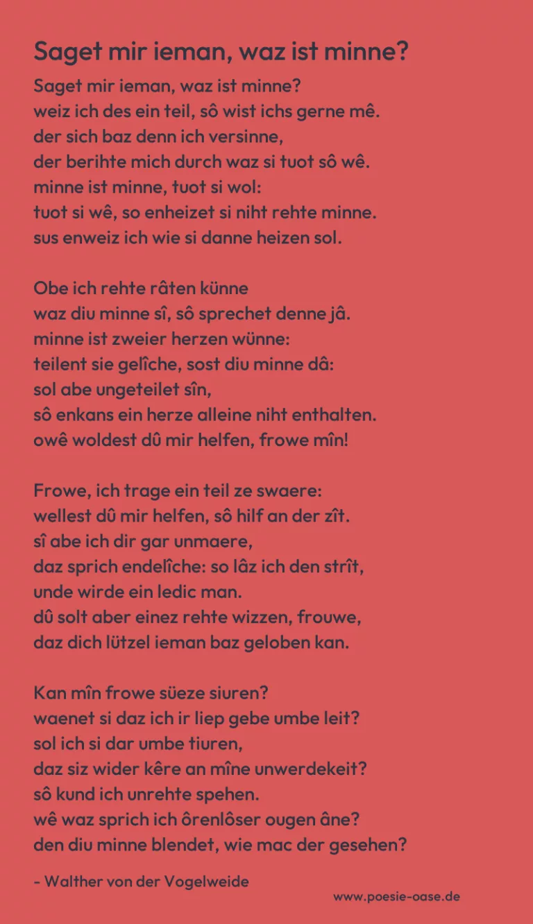 Saget mir ieman, waz ist minne?