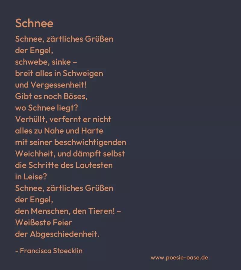 Gedicht: Schnee von Francisca Stoecklin