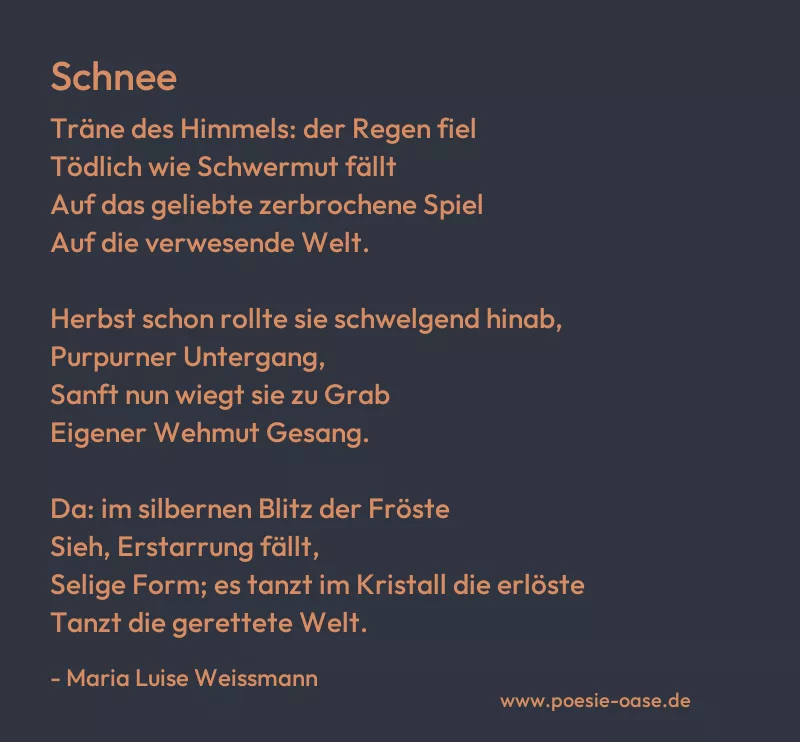 Gedicht: Schnee von Maria Luise Weissmann