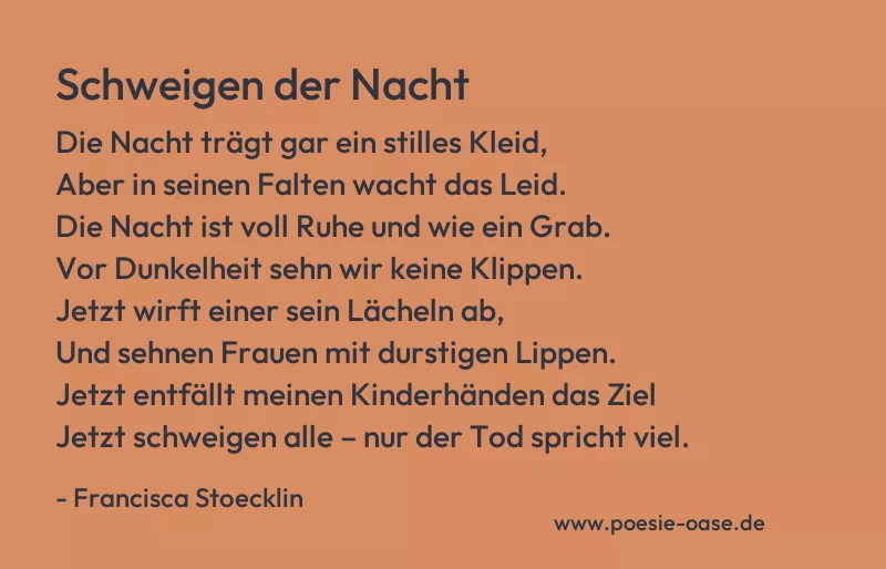 Gedicht: Schweigen der Nacht von Francisca Stoecklin