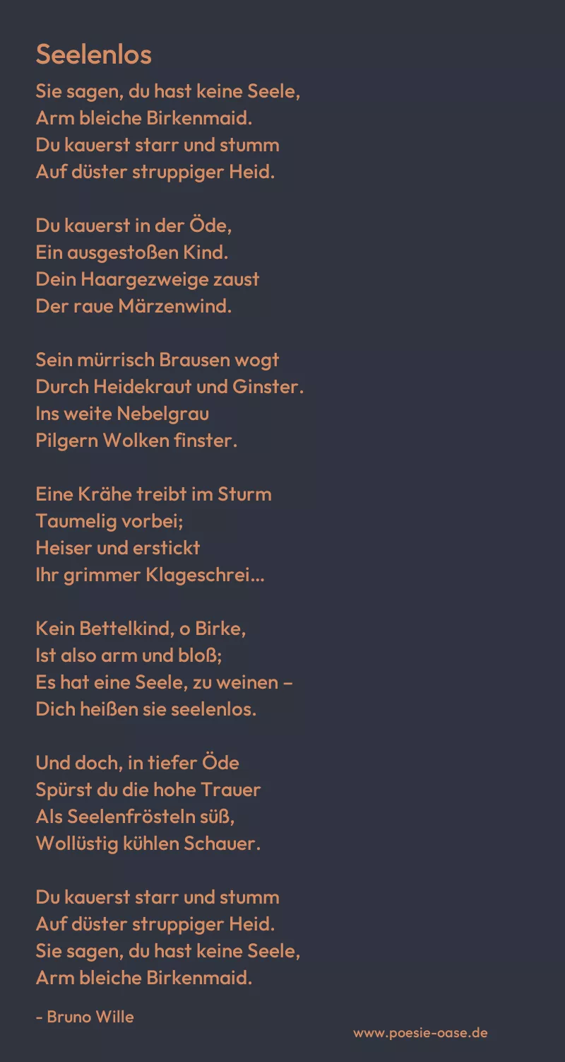Gedicht: Seelenlos von Bruno Wille