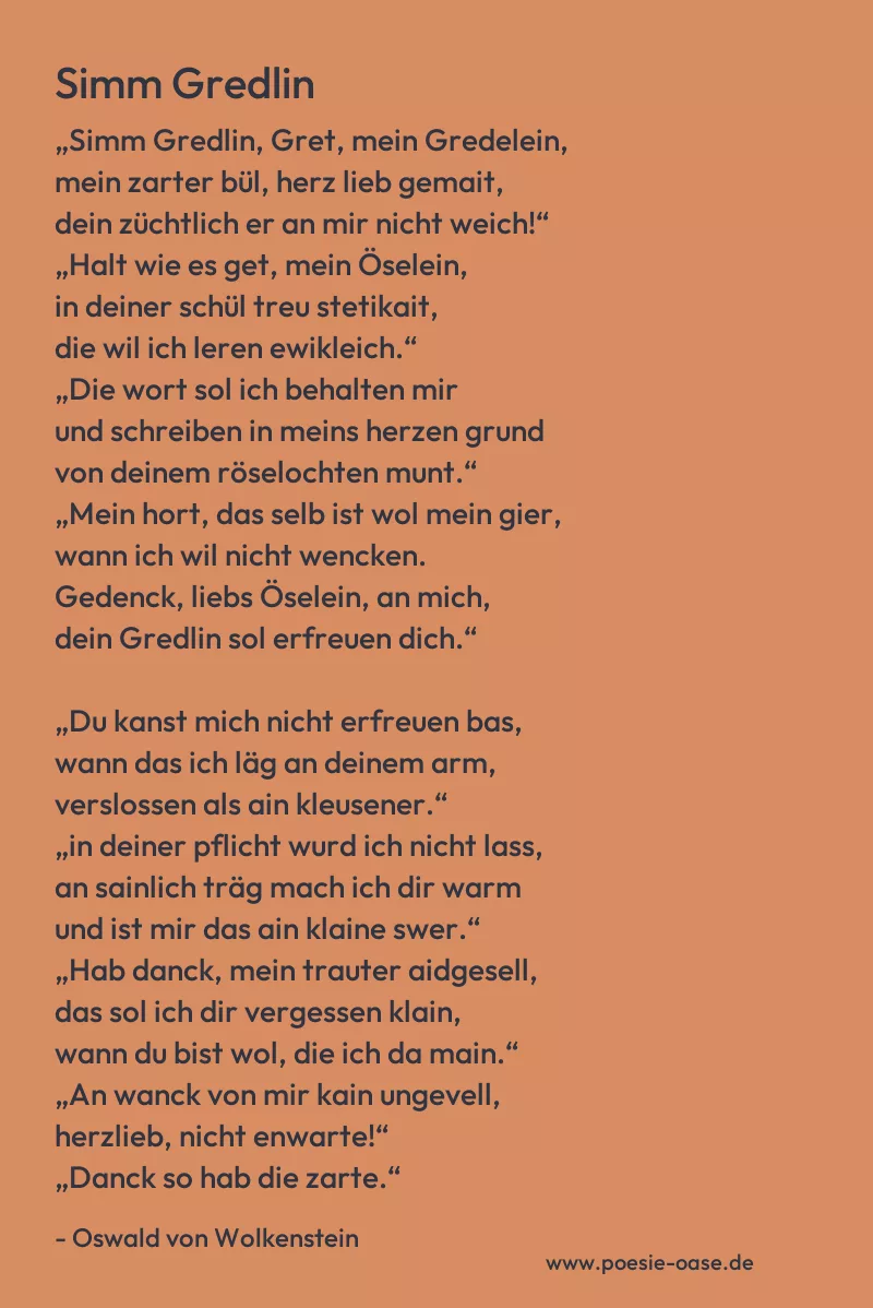 Gedicht: Simm Gredlin von Oswald von Wolkenstein