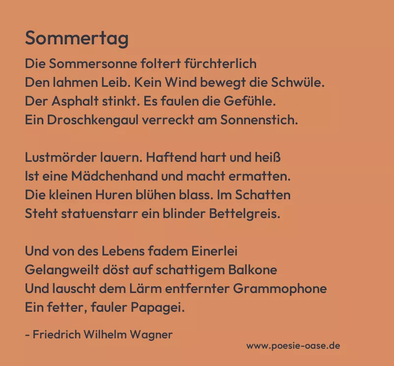 Gedicht: Sommertag von Friedrich Wilhelm Wagner