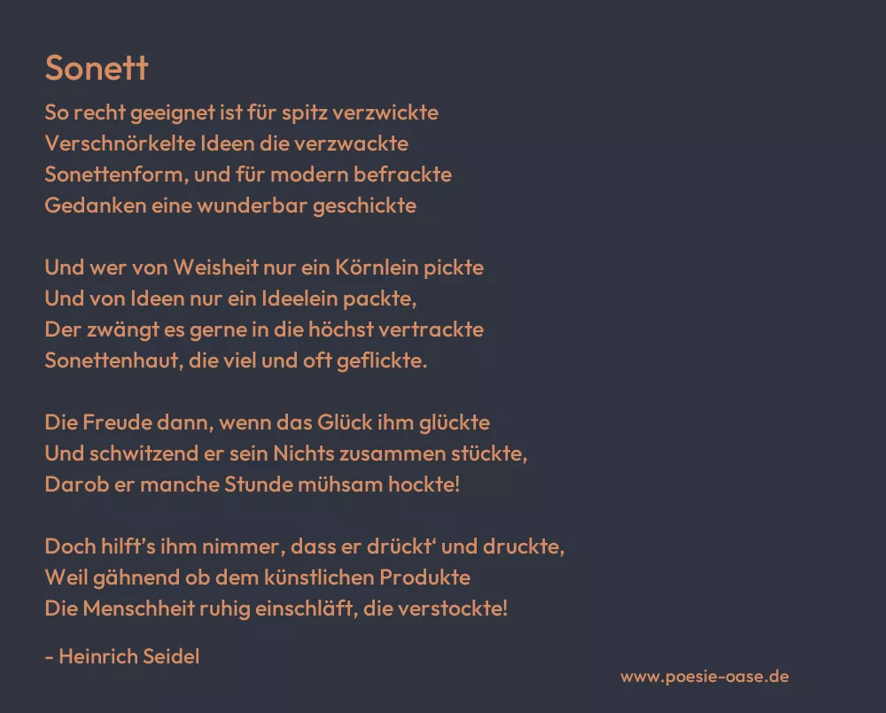 Gedicht: Sonett von Heinrich Seidel