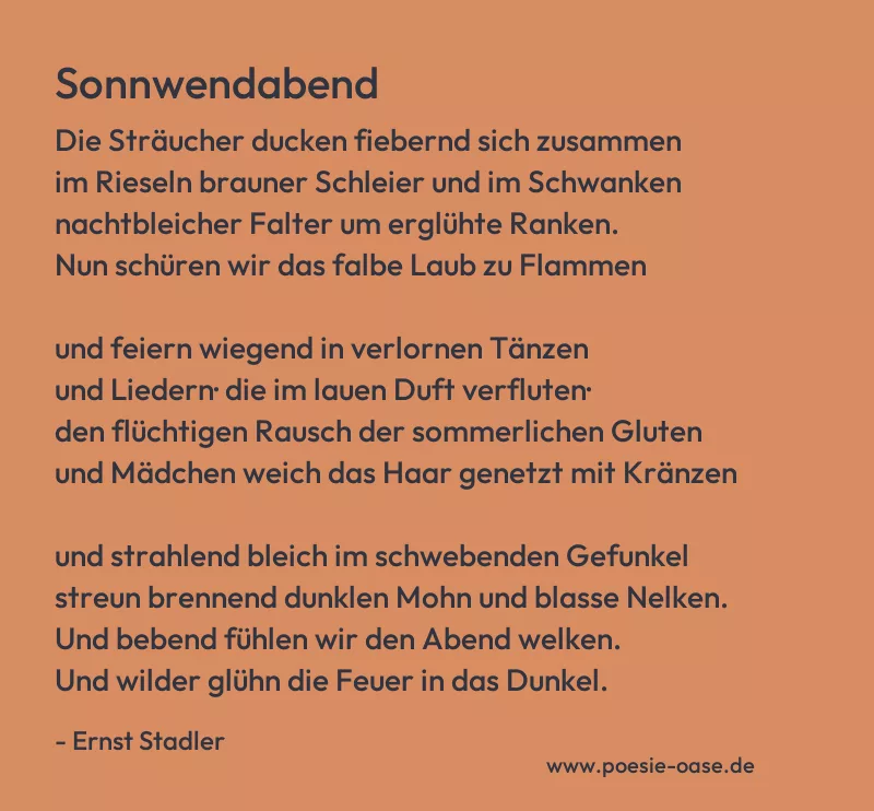 Gedicht: Sonnwendabend von Ernst Stadler