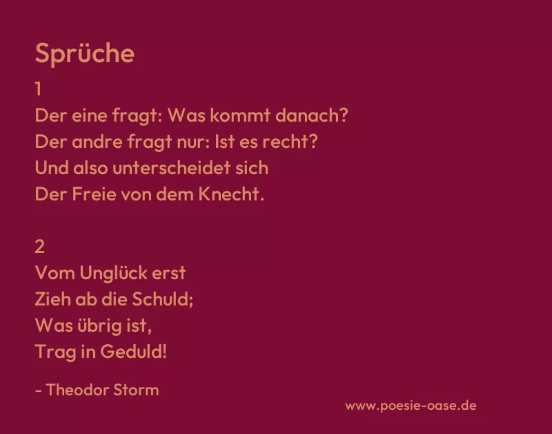 Gedicht: Sprüche von Theodor Storm