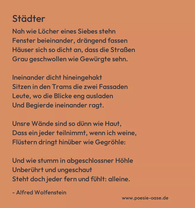 Gedicht: Städter von Alfred Wolfenstein
