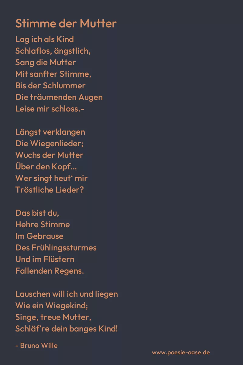 Gedicht: Stimme der Mutter von Bruno Wille