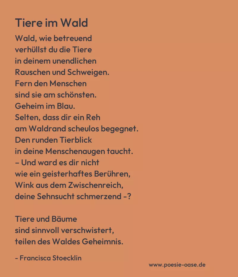 Gedicht: Tiere im Wald von Francisca Stoecklin