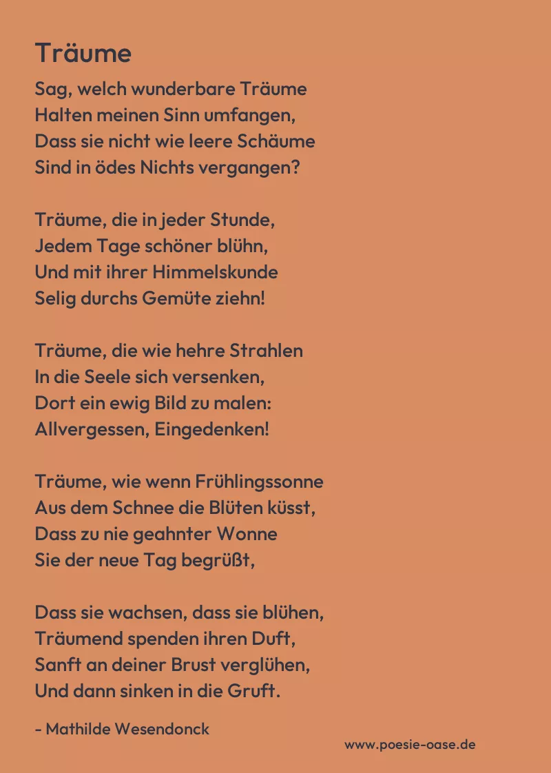 Gedicht: Träume von Mathilde Wesendonck