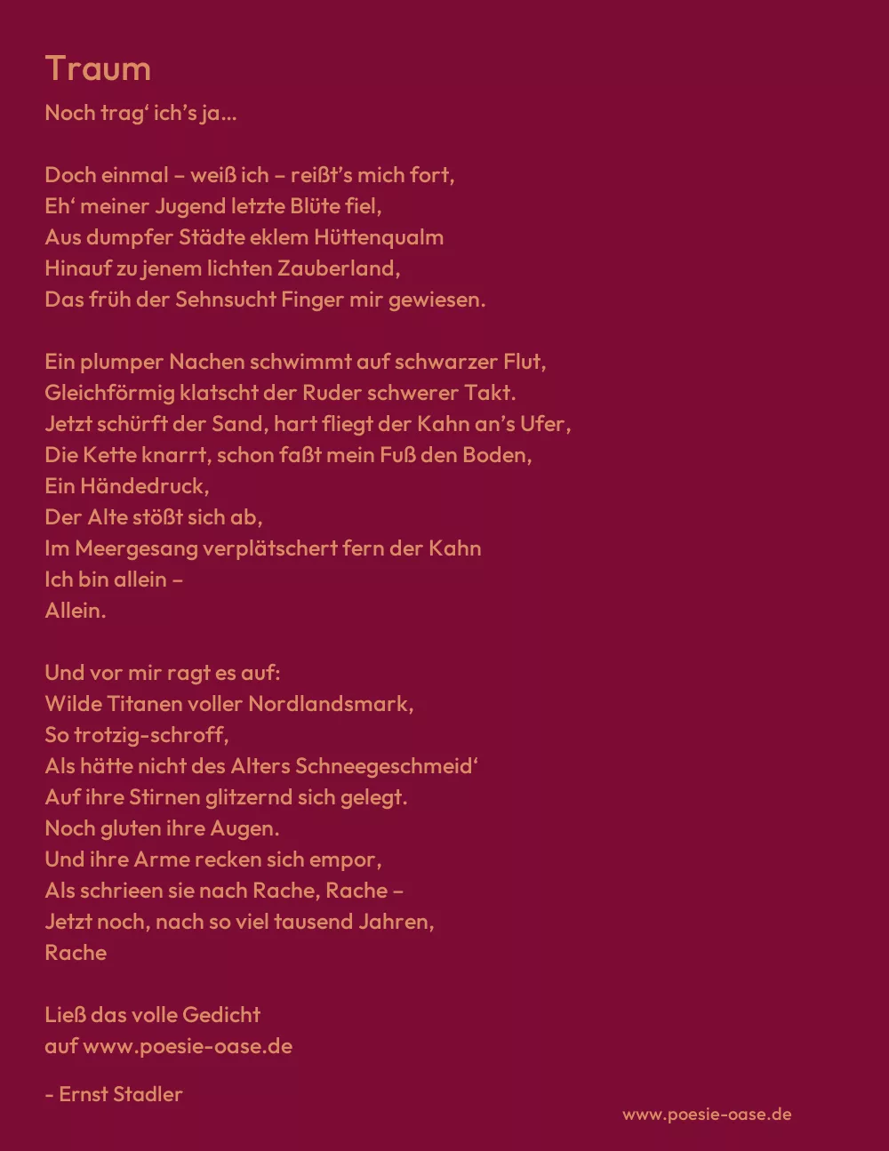 Gedicht: Traum von Ernst Stadler