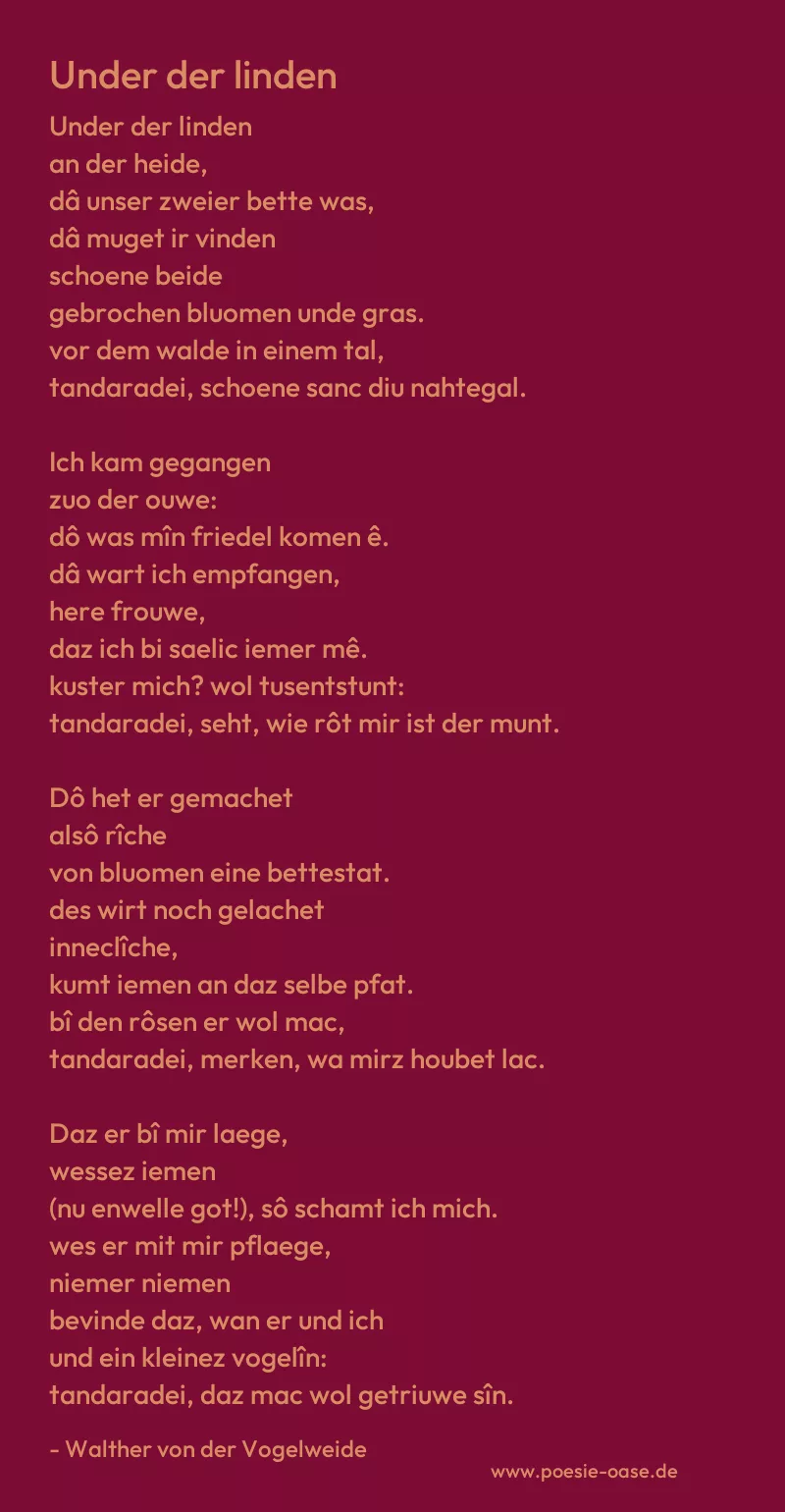 Gedicht: Under der linden von Walther von der Vogelweide