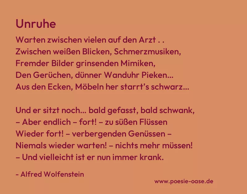 Gedicht: Unruhe von Alfred Wolfenstein