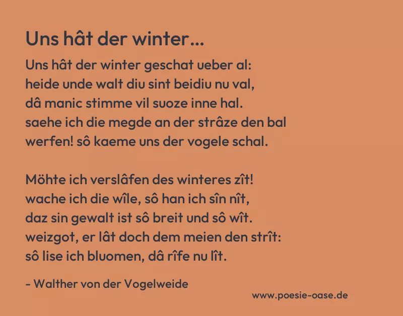 Gedicht: Uns hât der winter… von Walther von der Vogelweide