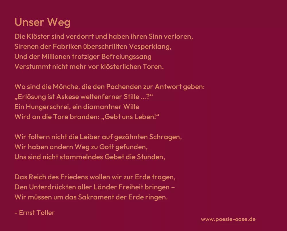 Gedicht: Unser Weg von Ernst Toller