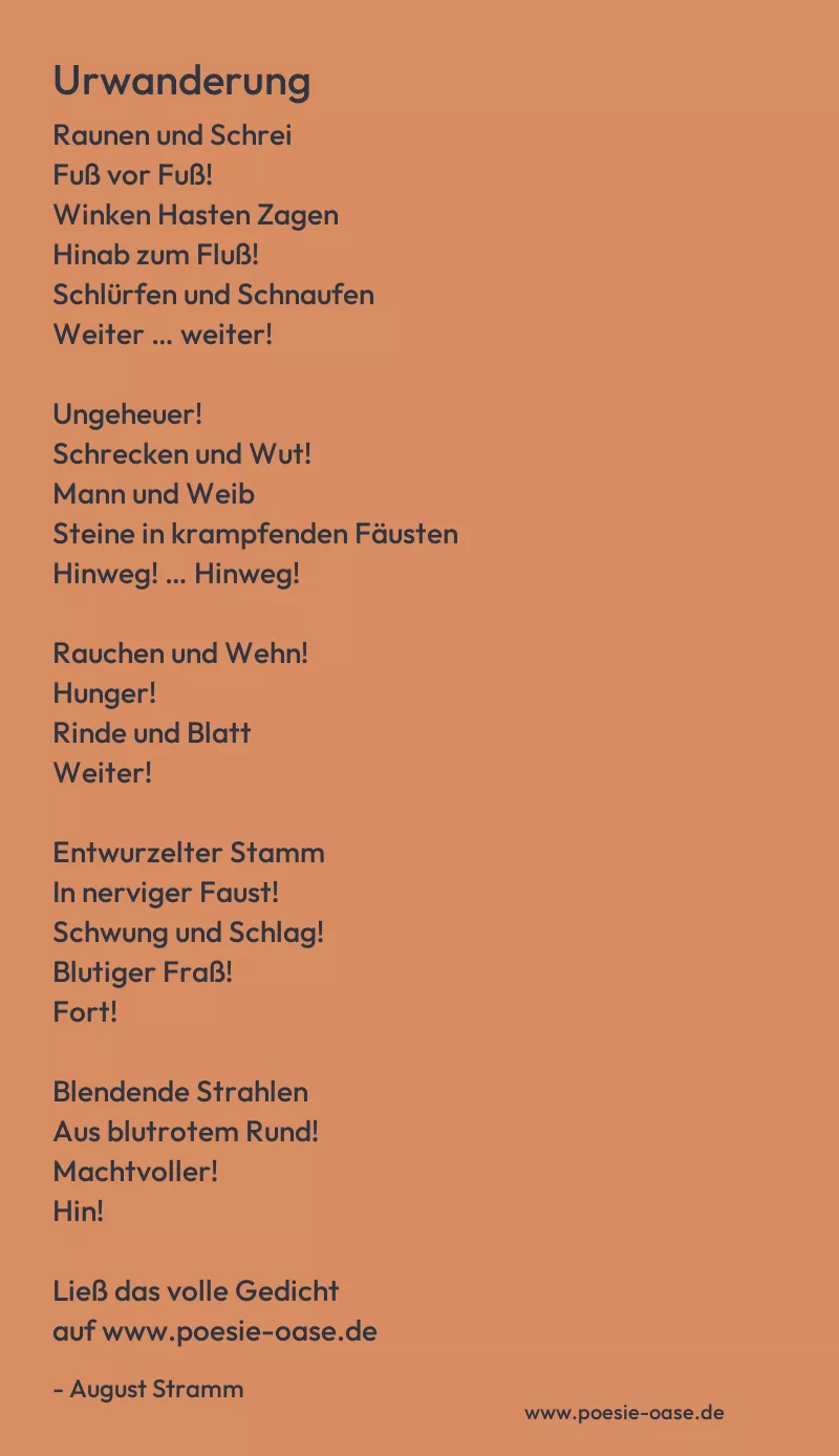 Gedicht: Urwanderung von August Stramm
