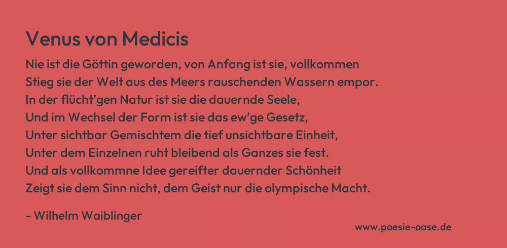 Gedicht: Venus von Medicis von Wilhelm Waiblinger