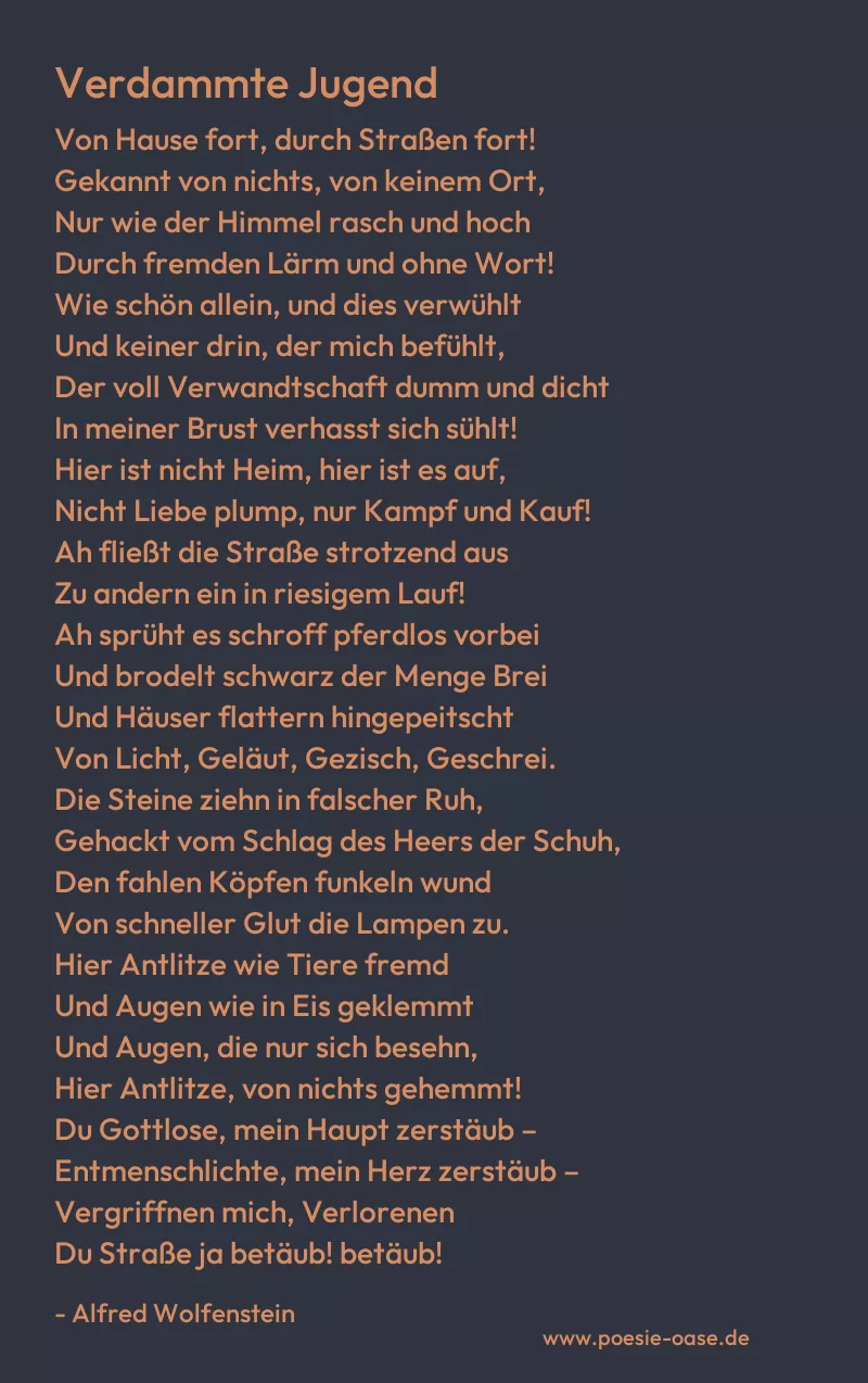 Gedicht: Verdammte Jugend von Alfred Wolfenstein