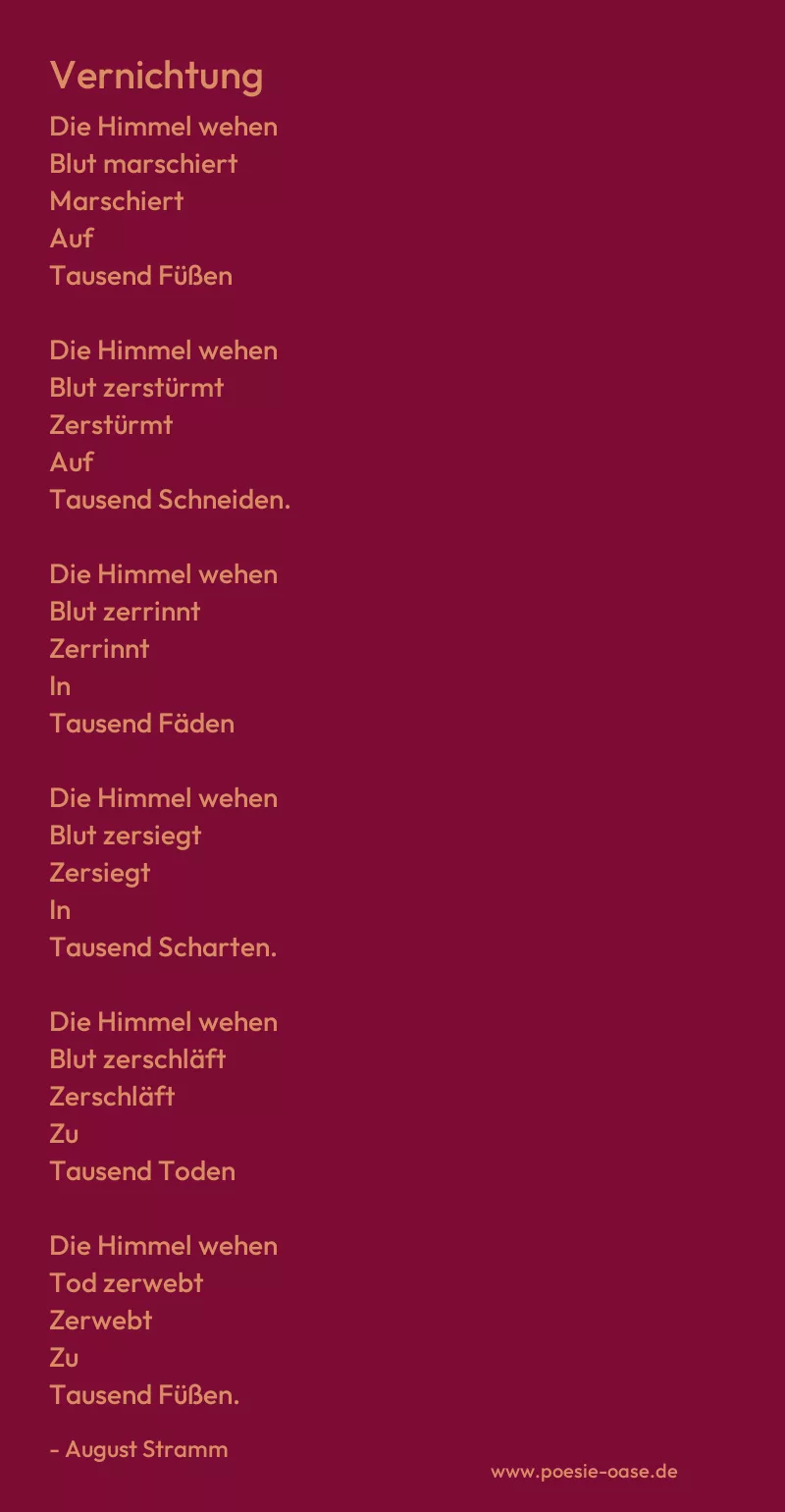 Gedicht: Vernichtung von August Stramm