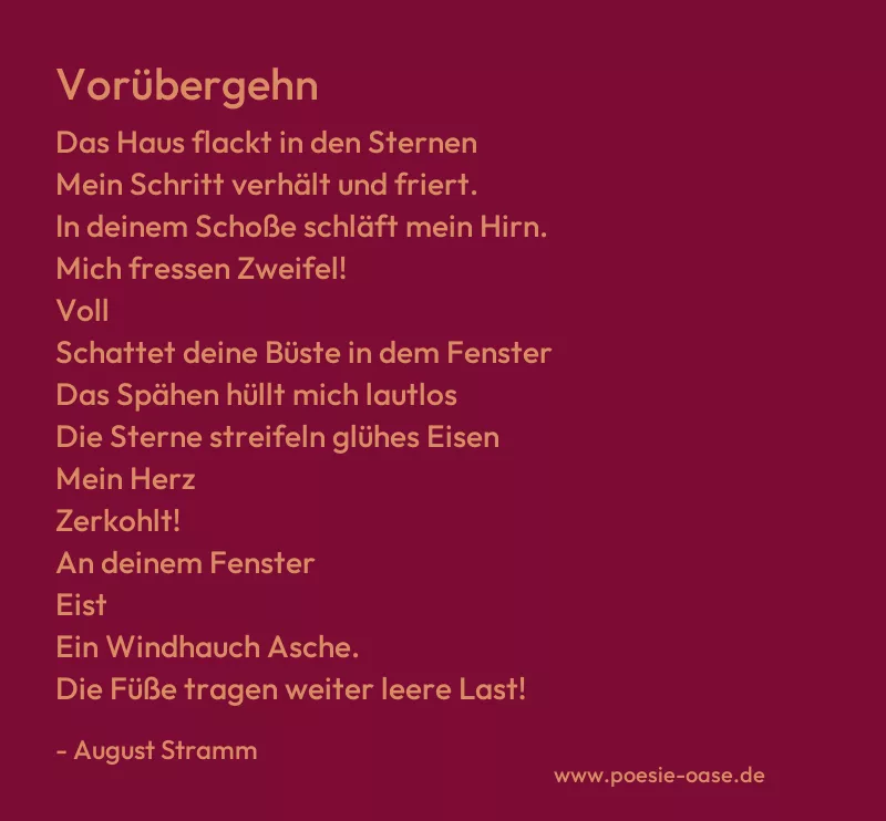 Gedicht: Vorübergehn von August Stramm
