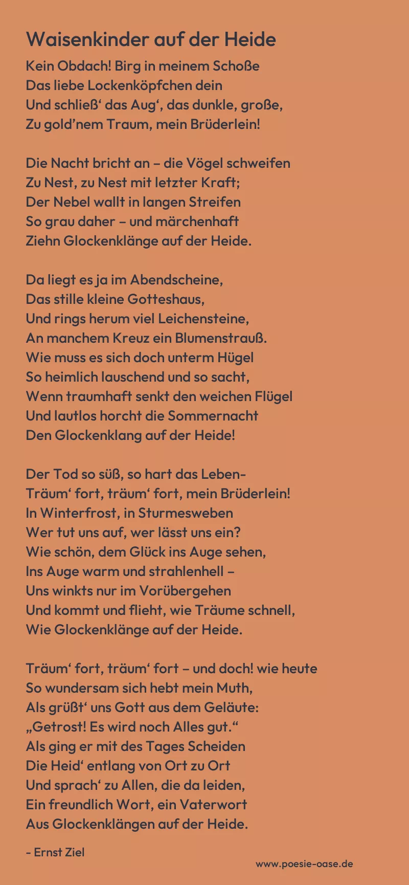Gedicht: Waisenkinder auf der Heide von Ernst Ziel