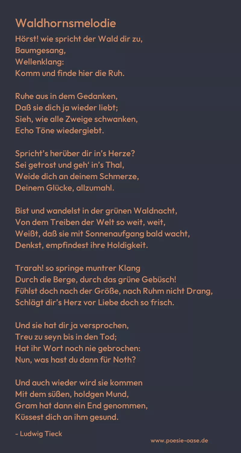 Gedicht: Waldhornsmelodie von Ludwig Tieck