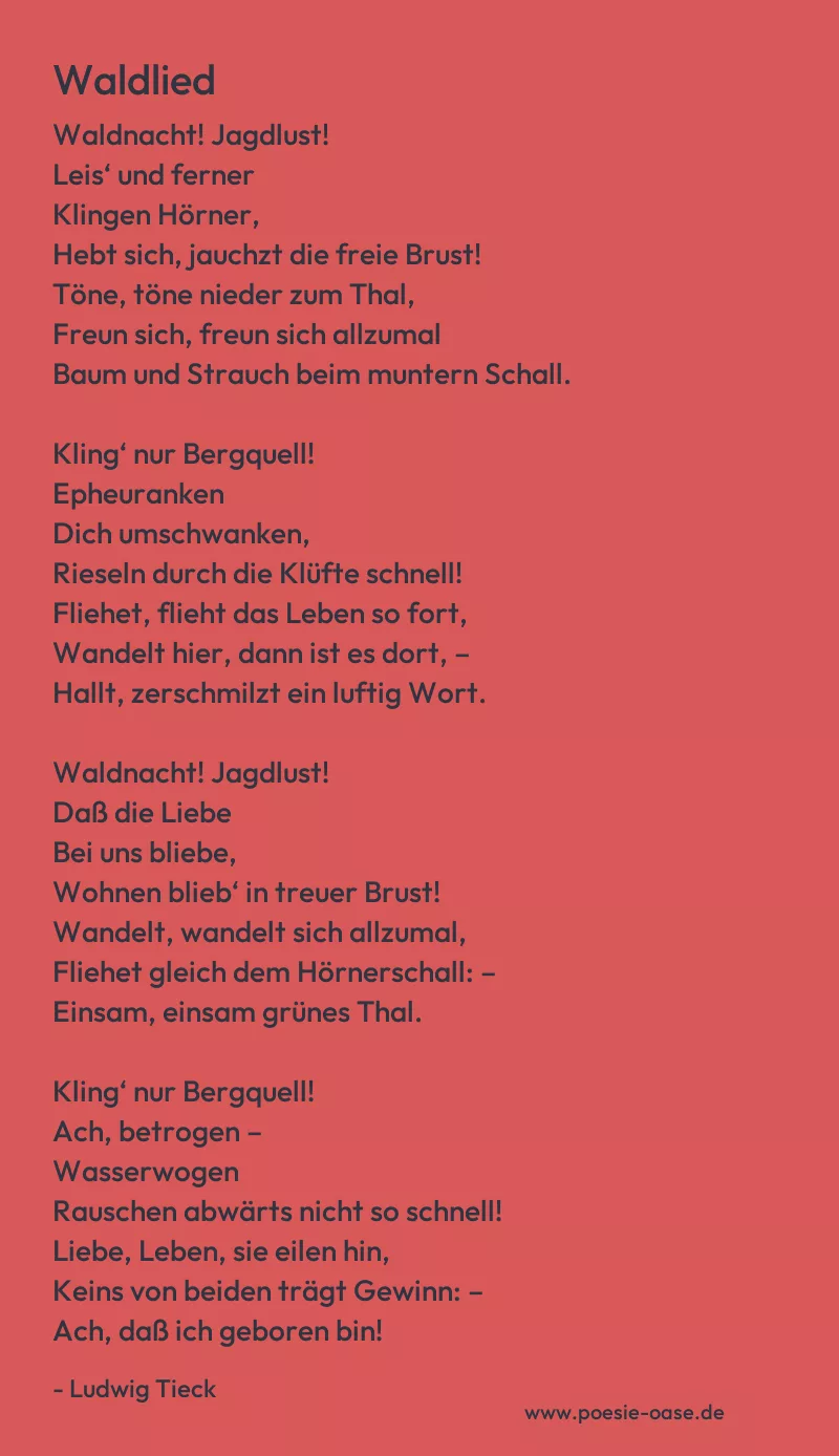 Gedicht: Waldlied von Ludwig Tieck