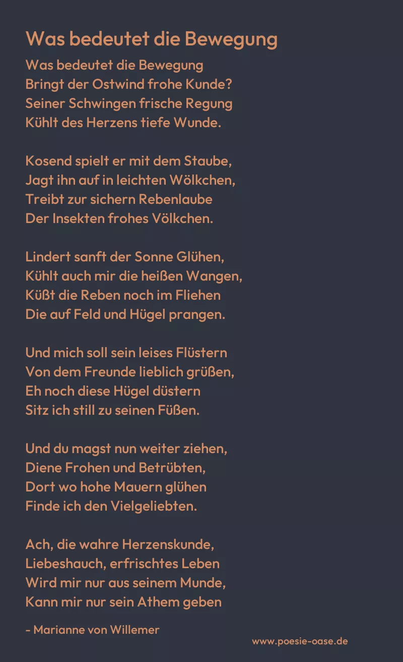 Gedicht: Was bedeutet die Bewegung von Marianne von Willemer