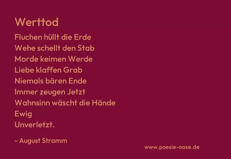 Gedicht: Werttod von August Stramm