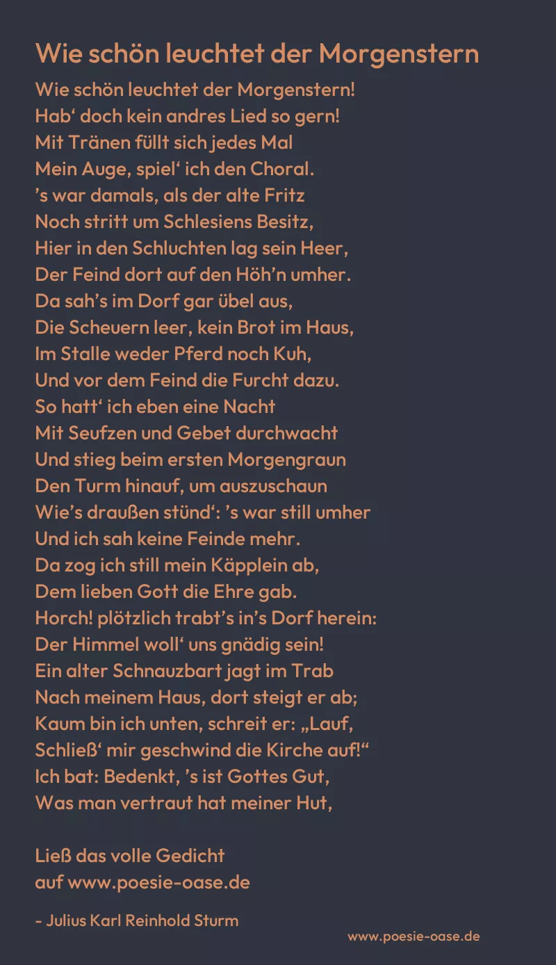 Gedicht: Wie schön leuchtet der Morgenstern von Julius Karl Reinhold Sturm