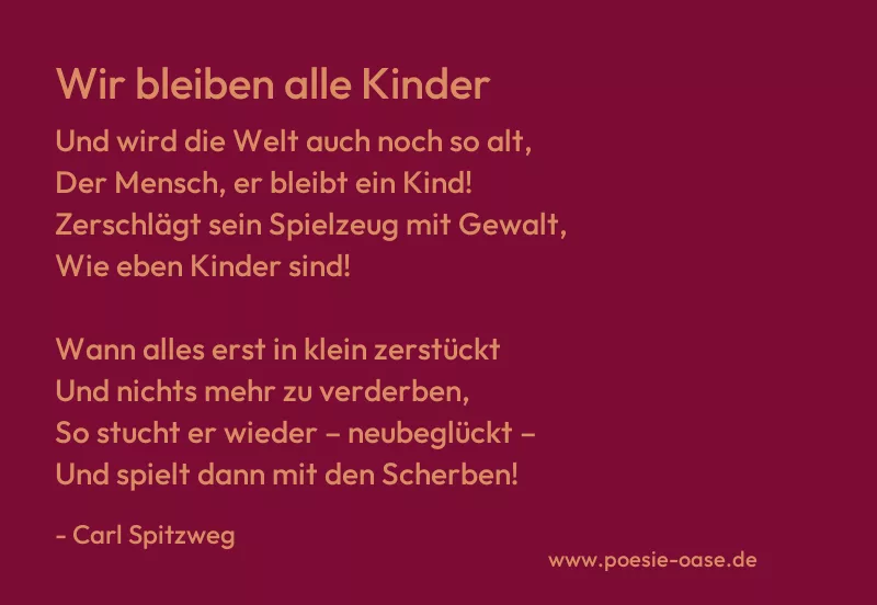 Gedicht: Wir bleiben alle Kinder von Carl Spitzweg