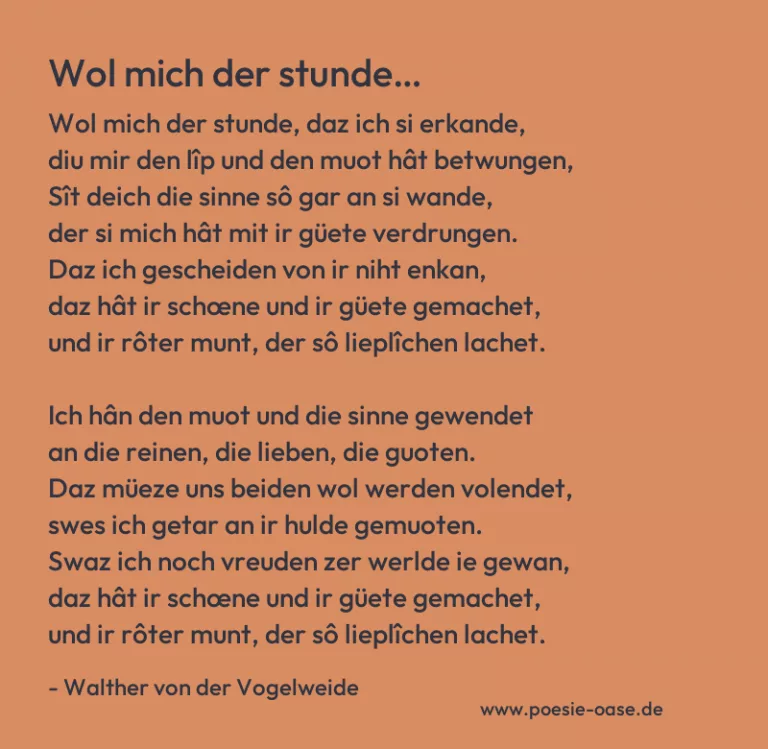 Wol mich der stunde…
