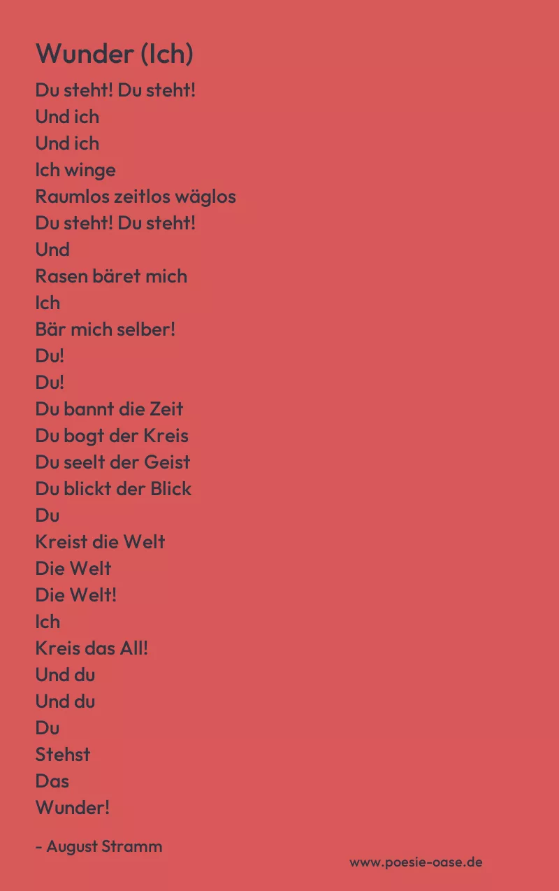 Gedicht: Wunder (Ich) von August Stramm