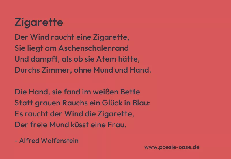 Gedicht: Zigarette von Alfred Wolfenstein