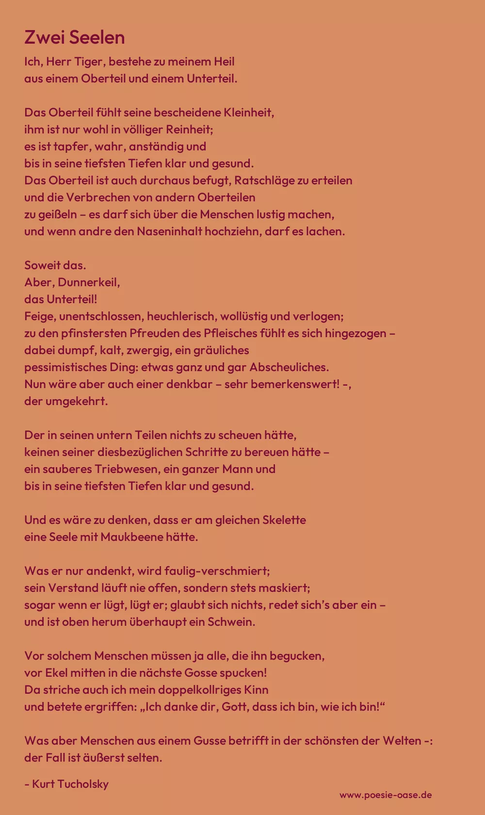Gedicht: Zwei Seelen von Kurt Tucholsky