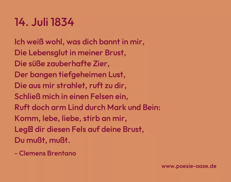 Gedicht: 14. Juli 1834 von Clemens Brentano