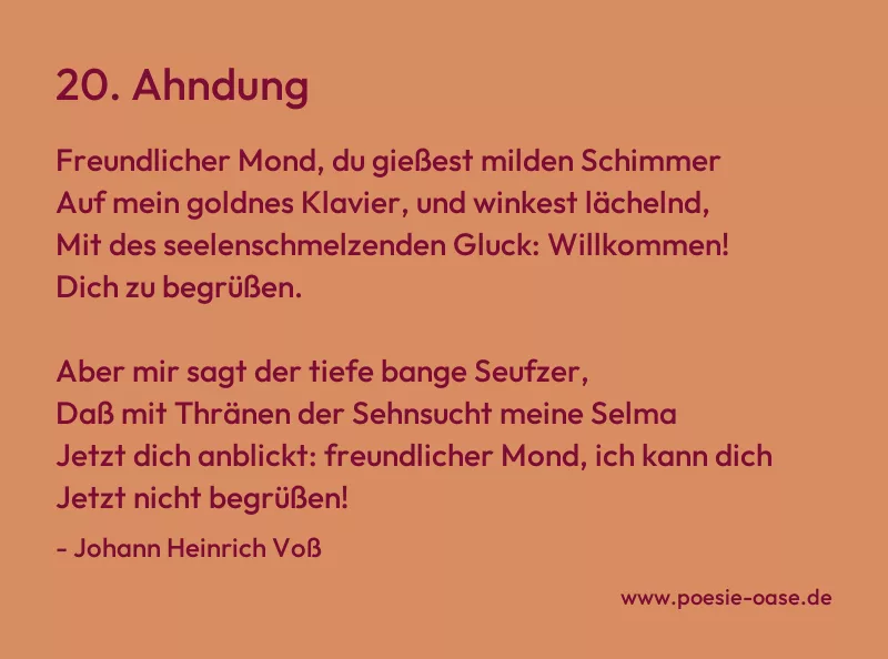 Gedicht: 20. Ahndung von Johann Heinrich Voß