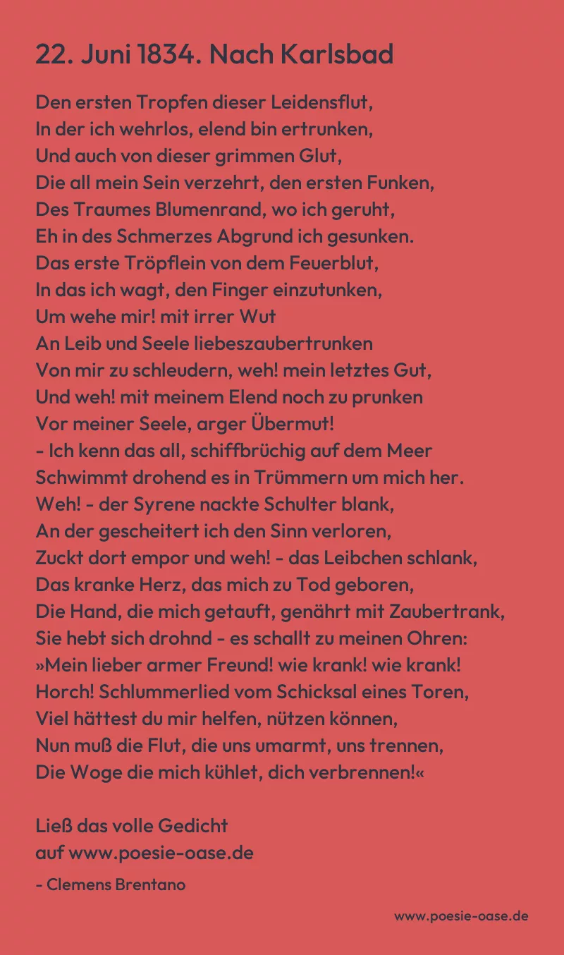 Gedicht: 22. Juni 1834. Nach Karlsbad von Clemens Brentano