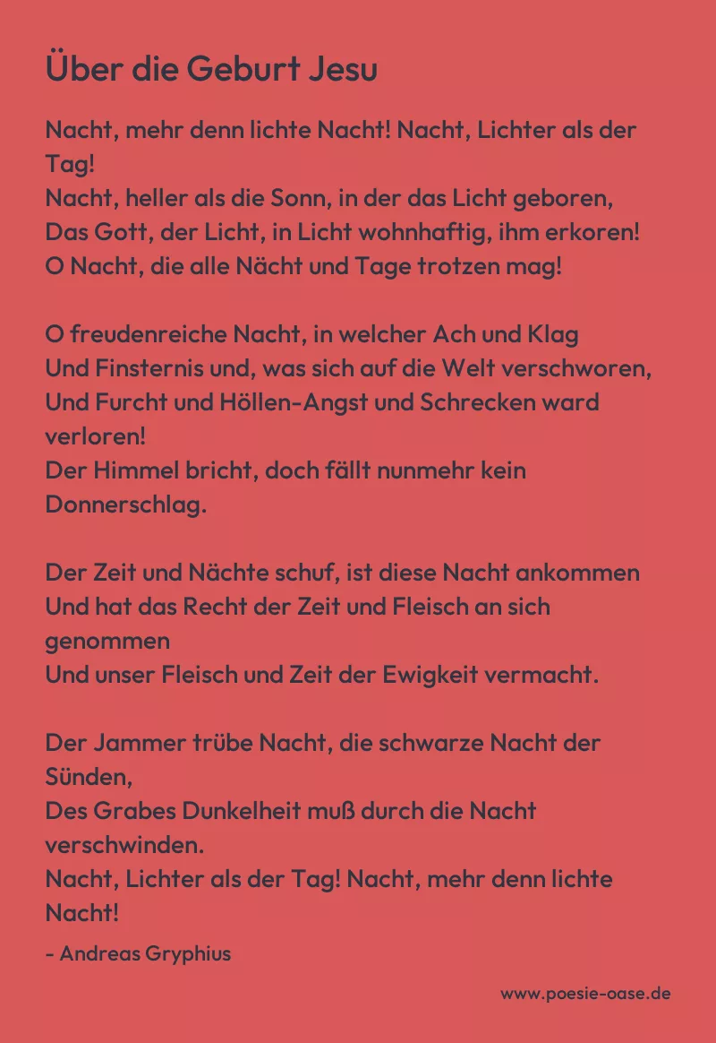 Gedicht: Über die Geburt Jesu von Andreas Gryphius