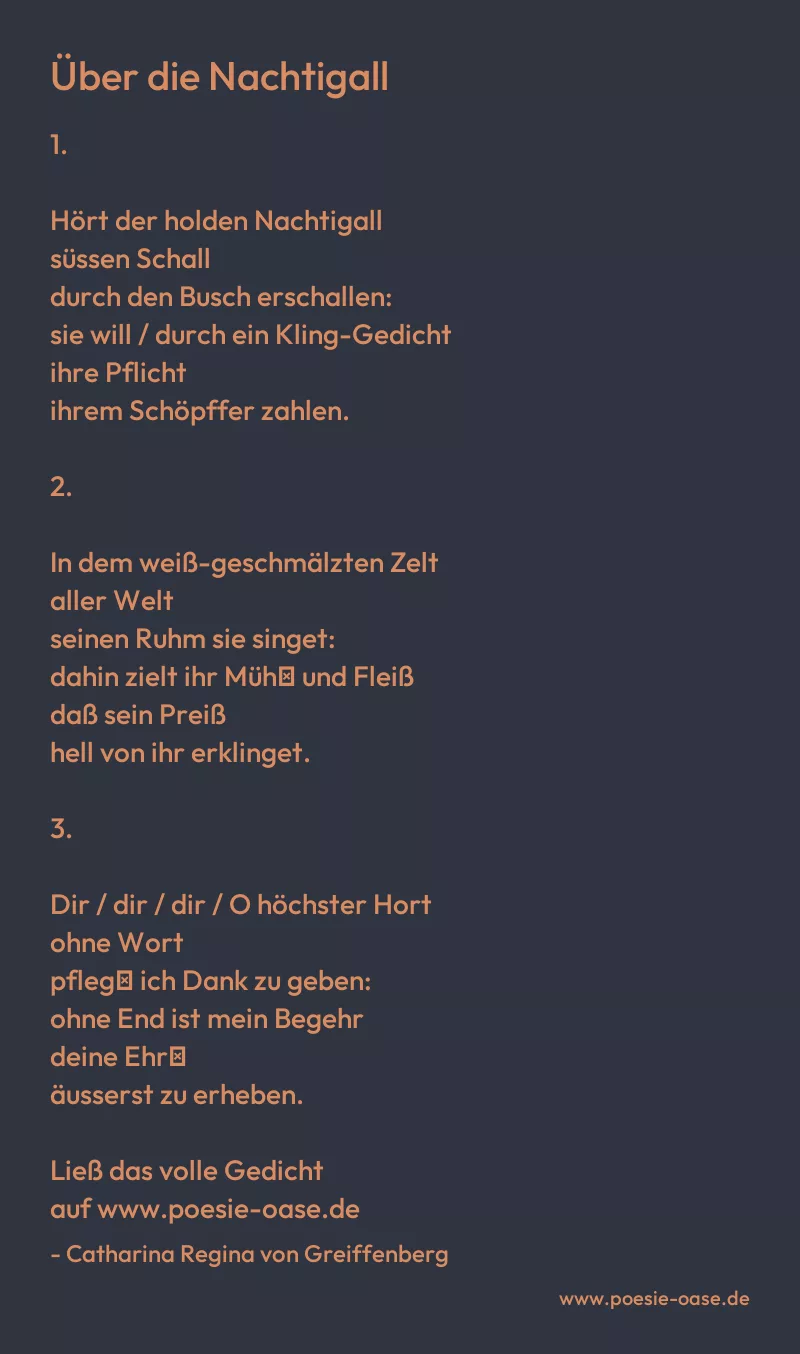 Gedicht: Über die Nachtigall von Catharina Regina von Greiffenberg