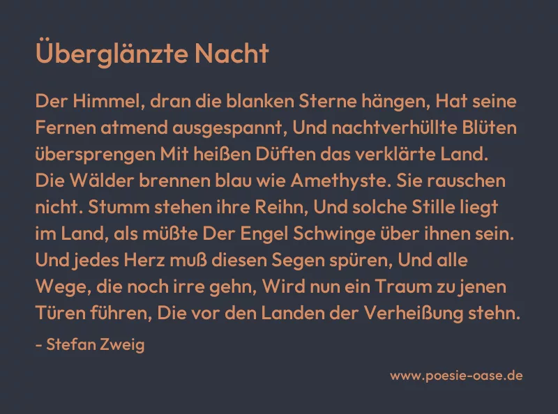 Gedicht: Überglänzte Nacht von Stefan Zweig